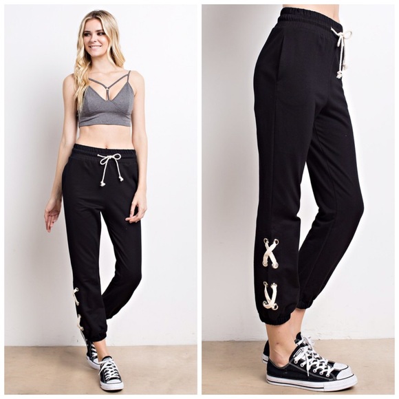 LAST 1! 💕Super soft French Terry Lace up Joggers - Picture 2 of 4